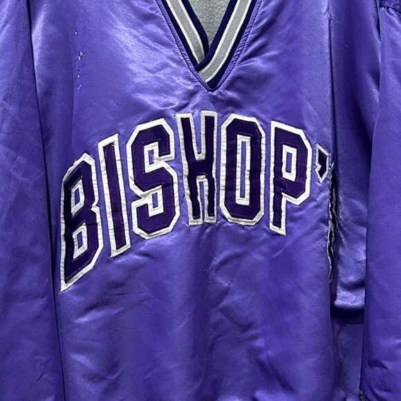 Singer Vintage Purple Satin‎ Football Warm-Up Jacket • Men’s XXL • Bishop’s Univ - Picture 6 of 7
